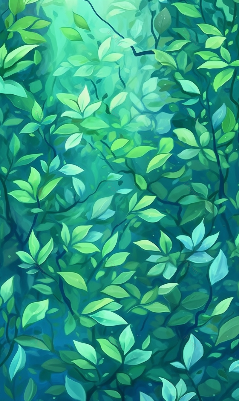 绿色树叶随波逐流手绘插画背景,插画/手绘图,插画/手绘图库,插画/手绘图下载,插画/手绘